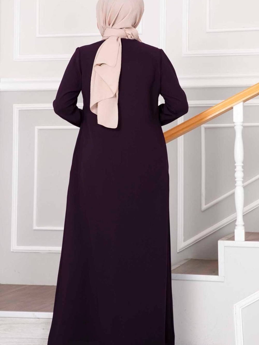 Modest ABAYA -Floral Detail Lace Modest Abaya NWT Purple XL - Picture 4 of 8